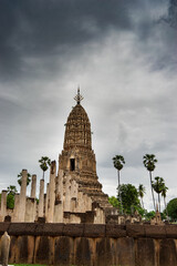 Fototapeta na wymiar a beautiful ancient buddhist temple in Si Satchanalai historical park, Thailand