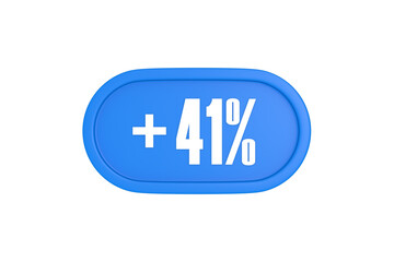 41 Percent increase 3d sign in light blue color isolated on white background, 3d illustration.