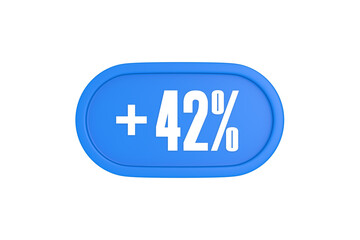 42 Percent increase 3d sign in light blue color isolated on white background, 3d illustration.