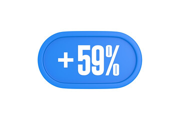 59 Percent increase 3d sign in light blue color isolated on white background, 3d illustration.