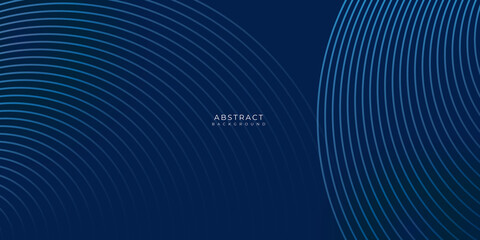 Dark blue circle lines background with abstract graphic elements for presentation background design.