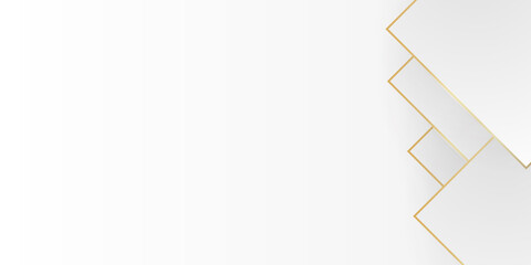 Technology gold lines banner design with white and grey arrows. Abstract geometric vector background