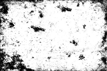 Grunge background black and white. Texture of chips, cracks, scratches, scuffs, dust, dirt. Dark monochrome surface. Old vintage vector pattern.
