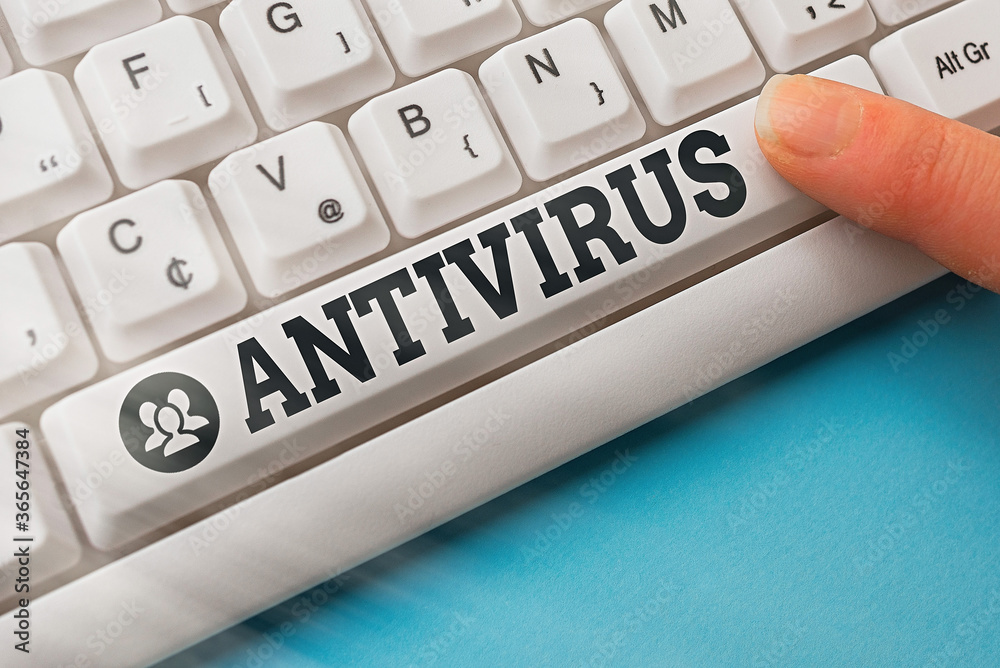 Poster word writing text antivirus. business photo showcasing suitable for the detection and removal of com