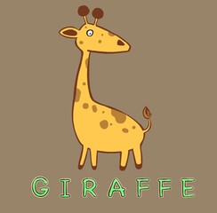 Fototapeta na wymiar Cute cartoon trendy design little giraffe with closed eyes. High quality illustration