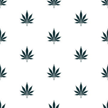 Weed Marijuana cannabis leaves. Seamless vector illustration isolated on white background.