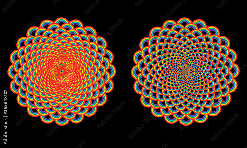 Poster abstract background with rainbow lines like flower