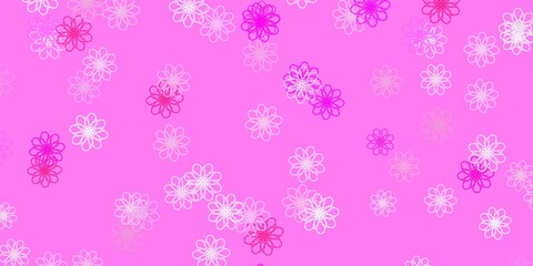 Light Pink vector natural artwork with flowers.