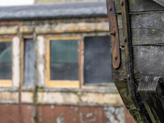 old wooden window on train carriage