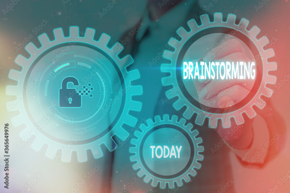 Poster Writing note showing Brainstorming. Business concept for group discussion leading to ideas or solutions problems Graphics padlock for web data information security application system