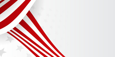 Obraz premium Red vector metal ribbon flag background with wave and space for your text. Abstract red wave curve on white blank space luxury design modern background vector illustration.