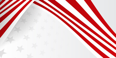 Obraz premium Red vector metal ribbon flag background with wave and space for your text. Abstract red wave curve on white blank space luxury design modern background vector illustration.