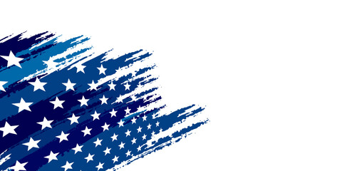 Blue abstract background with brushes flag and stars