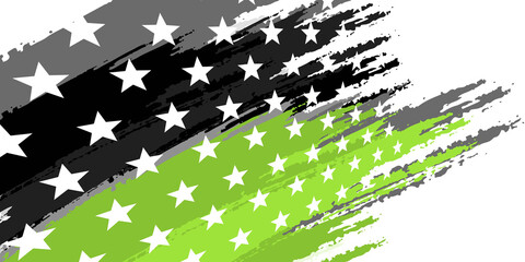 Green black white abstract presentation background with brushes paint and star. Simple green white abstract background geometry shine and layer element vector for presentation design.