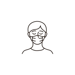 Man in mask vector stroke icon