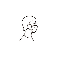 man in mask vector stroke icon