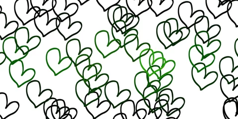 Tuinposter Light Green vector background with hearts. © Guskova
