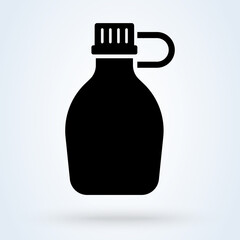 Army water canteen icon illustration in flat design style. Water container, flask symbol.