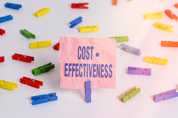 Conceptual hand writing showing Costeffectiveness. Concept meaning produce good results without...