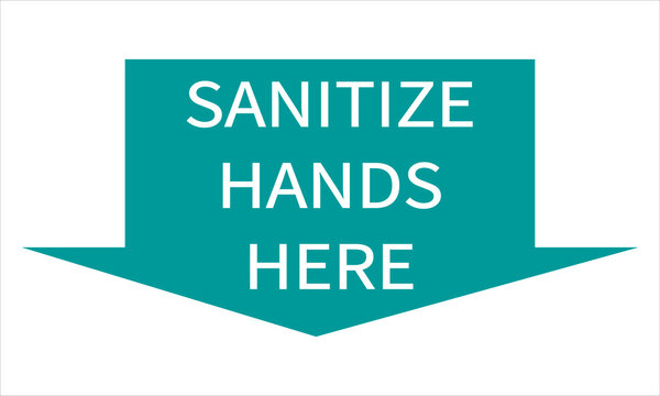 Sanitize Hands Here Arrow Shaped Icon.