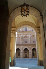 Detail of the Courtyard of Pitti Palace in Florence, Italy