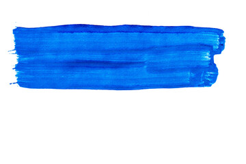 Fototapeta premium Blauer Pinselstrich isoliert auf weißem Hintergrund