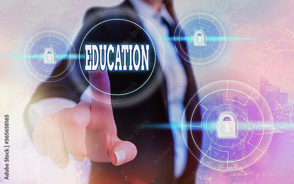Poster text sign showing education. business photo showcasing the process of obtaining or giving systematic