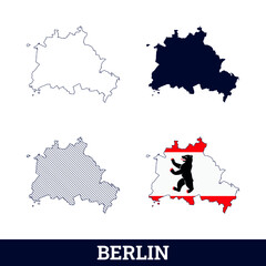 German State Berlin Map with flag vector