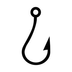 silhouette Fishing hook icon. logo on white background. vector illustration