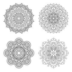 Mandala flower for adult coloring book 4 style.