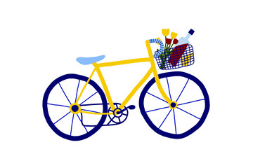 Bicycle in manual graphics. Retro bike. Vector illustration.
