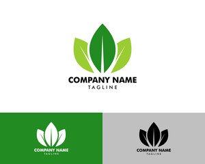 Green Eco Leaf Vector Logo Icon Design Template illustration