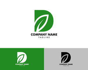 Initial Letter D Leaf Logo Design Template Element