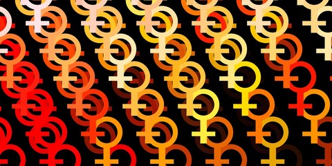 Light Pink, Yellow vector background with woman symbols.