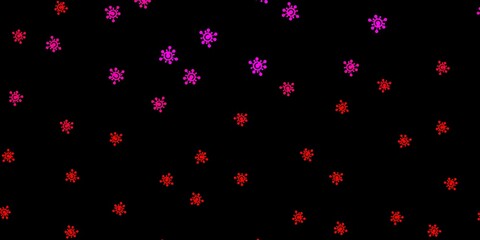 Dark pink, red vector pattern with coronavirus elements.