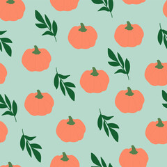 halloween pattern seamless of flat pumpkin and berry. pumpkin shape for thanks giving. For t-shirt print, icon, fabric, label, banner.