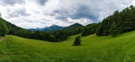 Fototapeta na wymiar Poland Pieniny Mountains. View of the mountain valley in Pieniny.