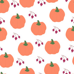 halloween pattern seamless of flat pumpkin and berry. pumpkin shape for thanks giving. For t-shirt print, icon, fabric, label, banner.