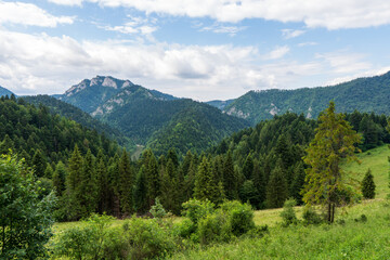 Poland Pieniny Mountains. View of the mountain valley in Pieniny.
