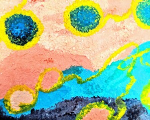 Abstract inverse of a starry night as up close colorful background.