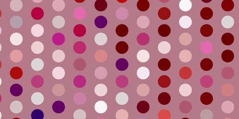 Light pink, red vector background with bubbles.