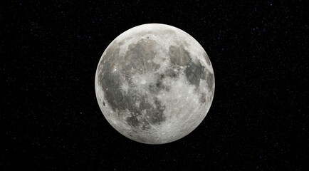 3D Rendering Full Moon with Backdrop Stars. Moon Elements of this image furnished by NASA