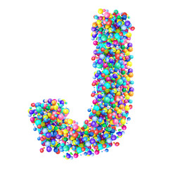 Alphabbet letters from group of multicolor balls. Letter J