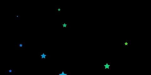 Dark Blue, Green vector background with small and big stars. Decorative illustration with stars on abstract template. Theme for cell phones.