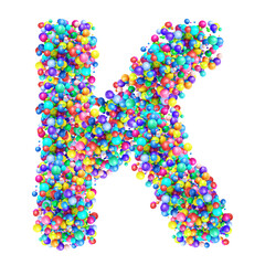Alphabbet letters from group of multicolor balls. Letter K