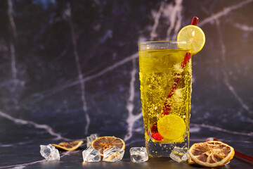 cocktail and mocktail on table background and space