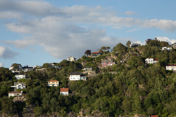 Obraz premium housing over the fjord hill #5 