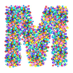Alphabbet letters from group of multicolor balls. Letter M