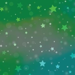 Light Green vector background with circles, stars. Abstract design in gradient style with bubbles, stars. Design for textile, fabric, wallpapers.