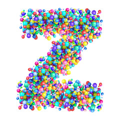 Alphabbet letters from group of multicolor balls. Letter Z